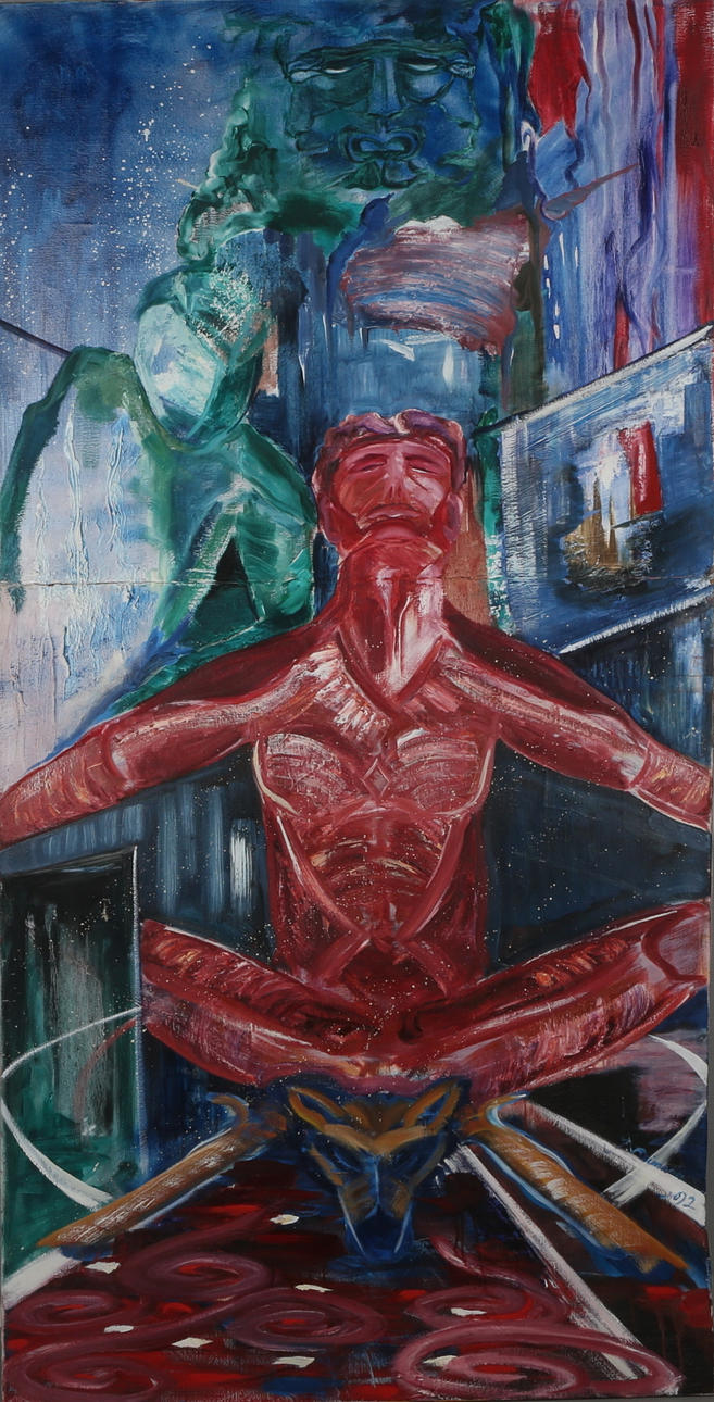 JESPER REIMANN. "Shaman". Olja på duk, signerad J. Reimann och daterad -92.