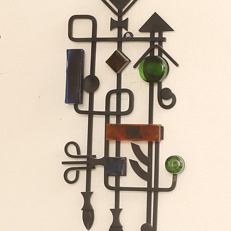 SKULPTUR, smedet og glas, Dantoft, dansk design.