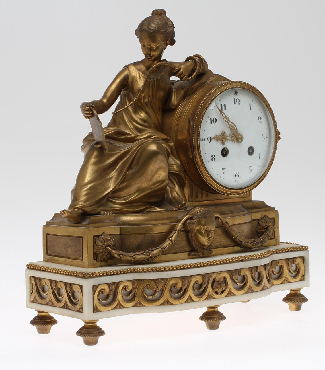 BORDPENDUL, kvinde med slange, Frankrig, 1800-tallet.