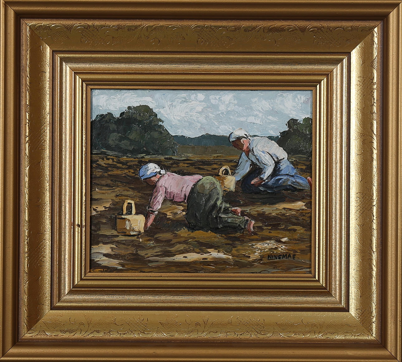 BORIS NINEMAE. PÅ POTATISÅKERN, olja på duk, signerad Ninemae.