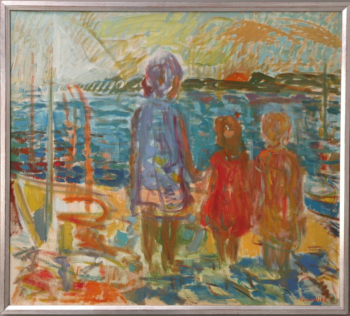 ERIC WITH. olja på duk, sommarstrand, signerad.