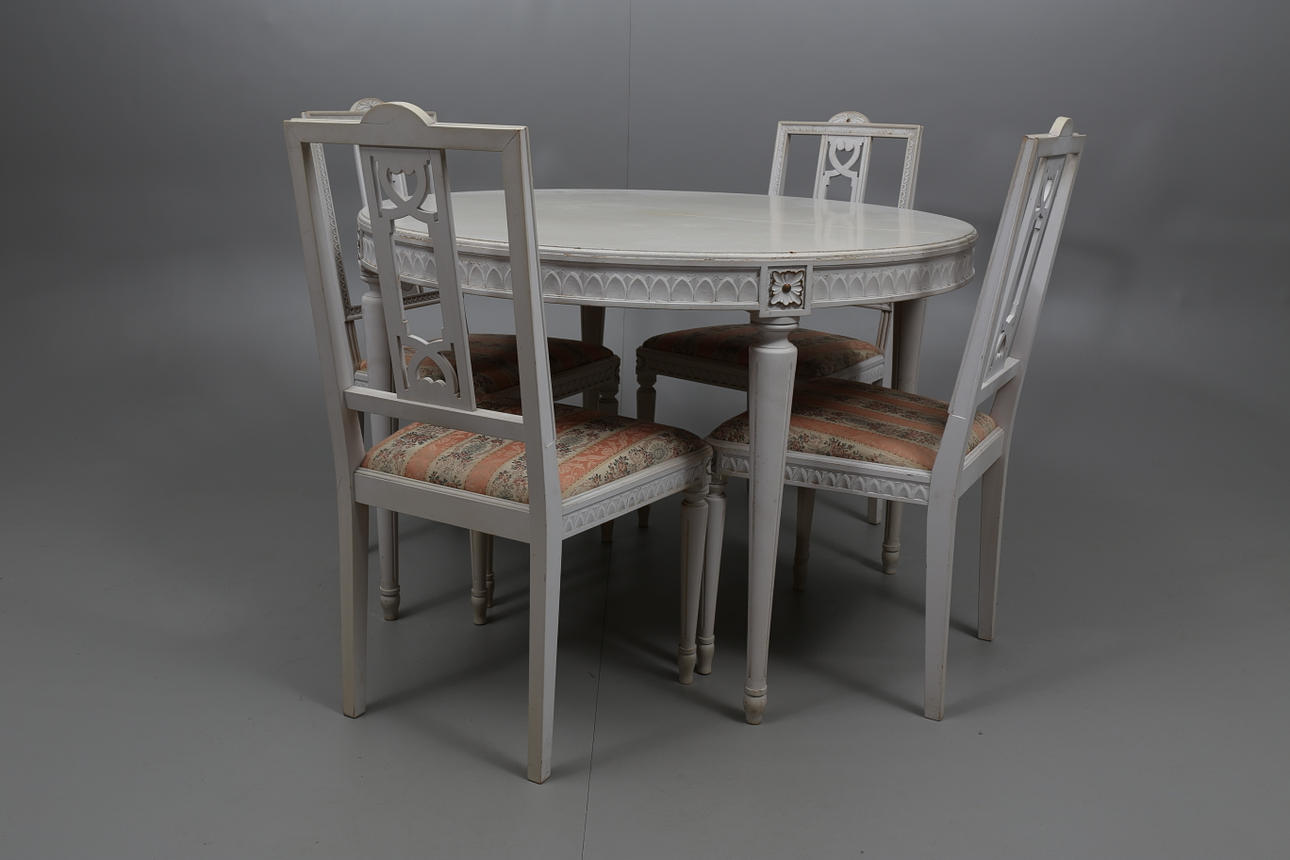 MATRUMSMÖBEL, antikgrå, 6 delar, gustaviansk stil, 1900-talets mitt.