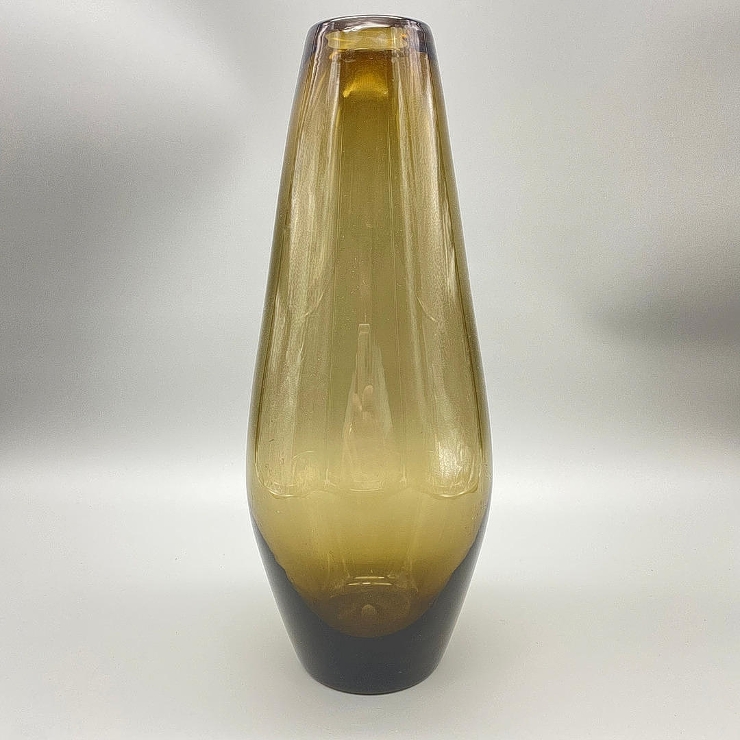 WILHELM WAGENFELD. TOURMALINE VASE, FOR WMF, 1960S, IN BROWN GLASS