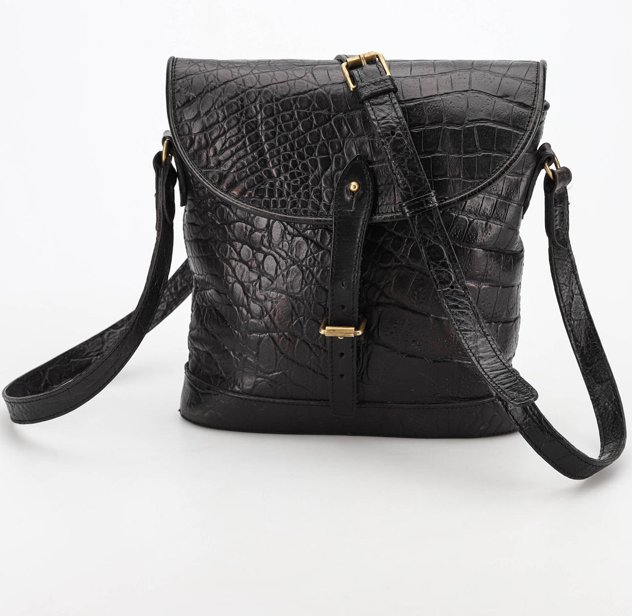 MULBERRY Shoulder bag, black embossed leather.