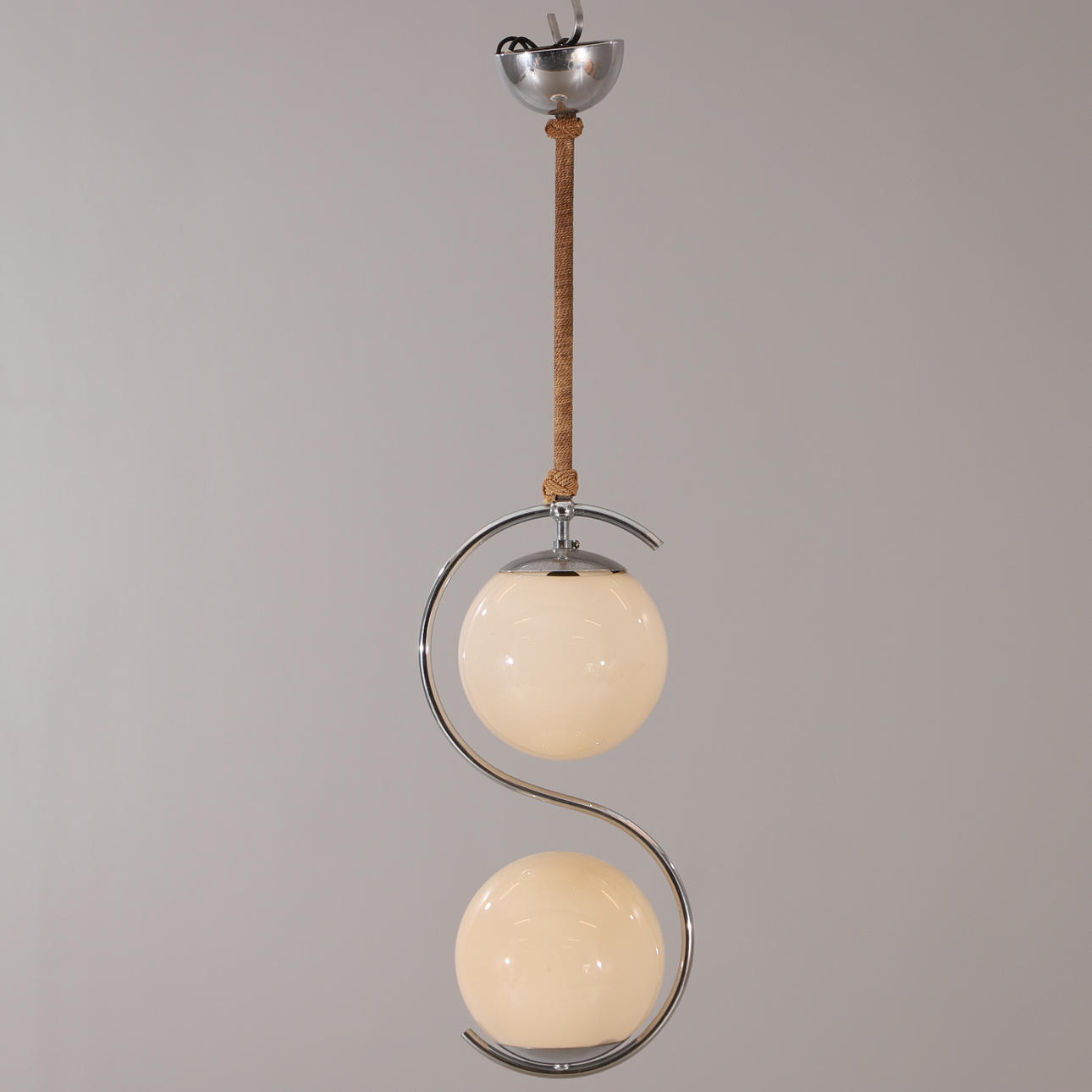 DECKENLEUCHTE, Art Deco, Glaskuppeln/Chrom.