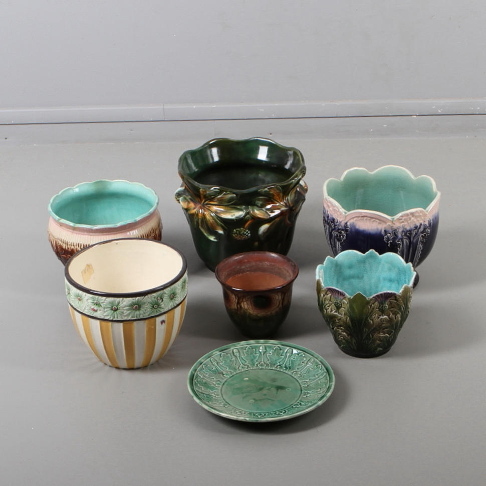 YTTERFODER, 5 st, samt BLOMKRUKA, FAT, keramik, bland annat Rörstrand, 1900-tal.