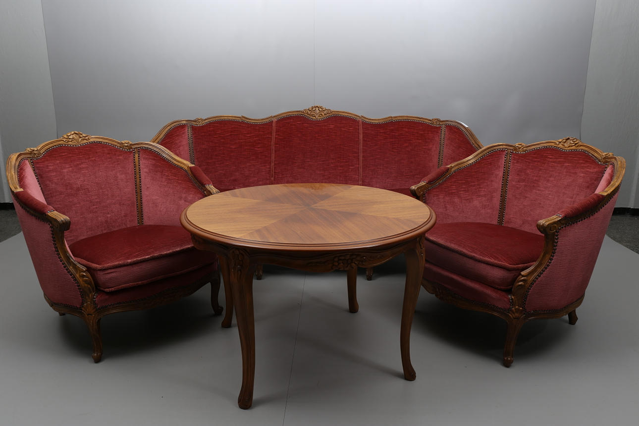 SOFFGRUPP, 4 delar, nyrokokostil, 1900-tal.