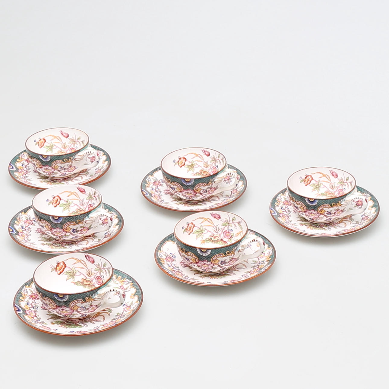 KAFFESERVIS i porslin, 12 delar, Sarreguemines, Porzellanfabrik Utzschneider, Tyskland.