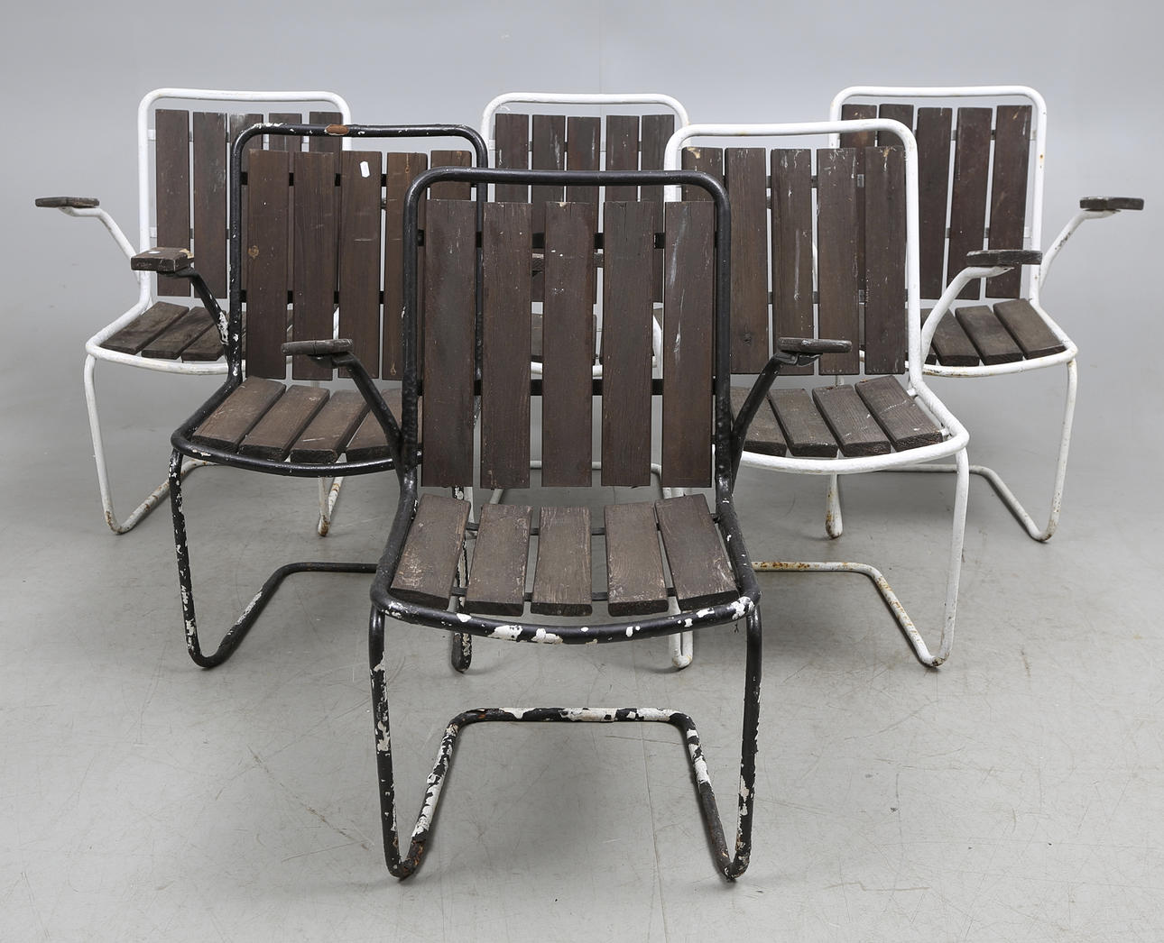 TRÄDGÅRDSSTOLAR, 6 st. Grythyttan-stil, 1900-tal.