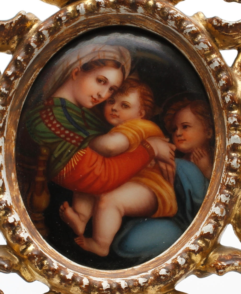 RAFAEL. EFTER. Maria med Jesusbarnet. Miniatyrmålning. 1800-tal.