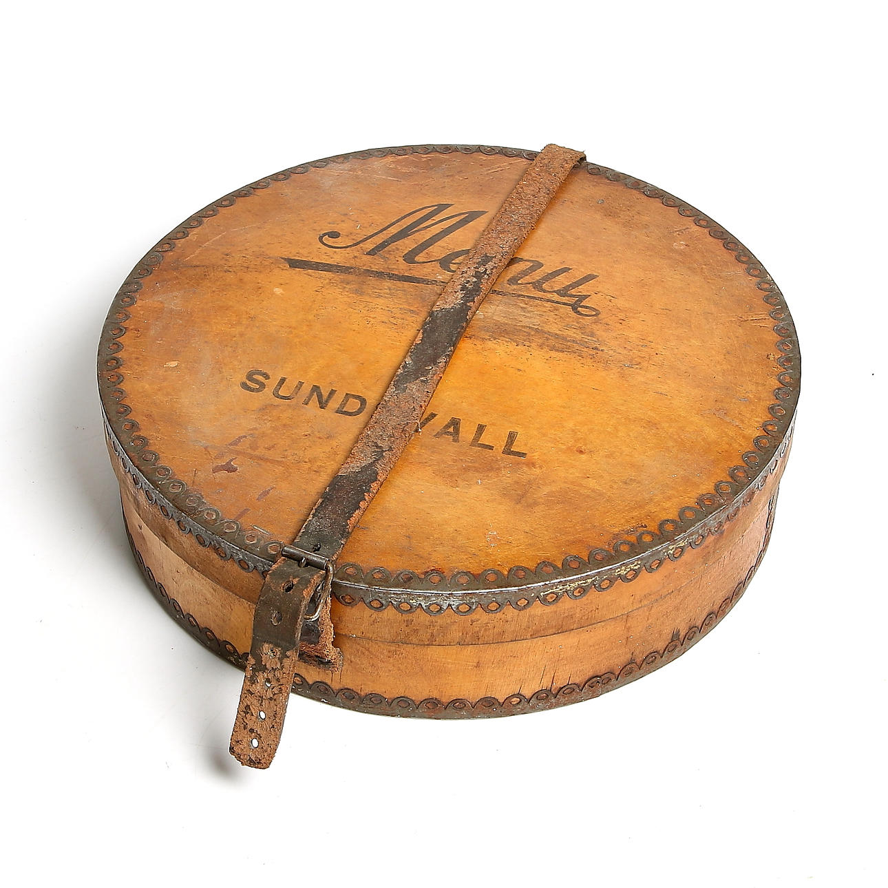 TÅRTLÅDA/BRÖDSKRIN, märkt "Menu, Sundsvall", 1900-talets mitt.