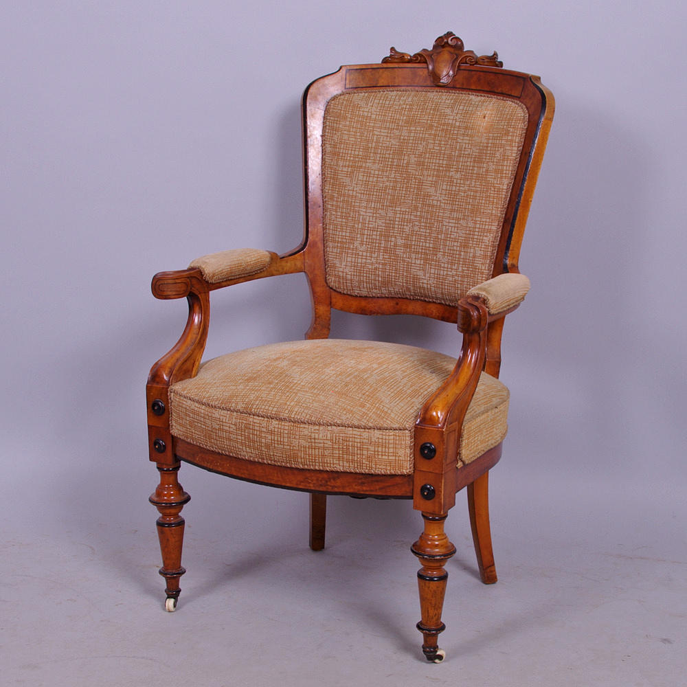 FÅTÖLJ, mahogny, nyrenässans.