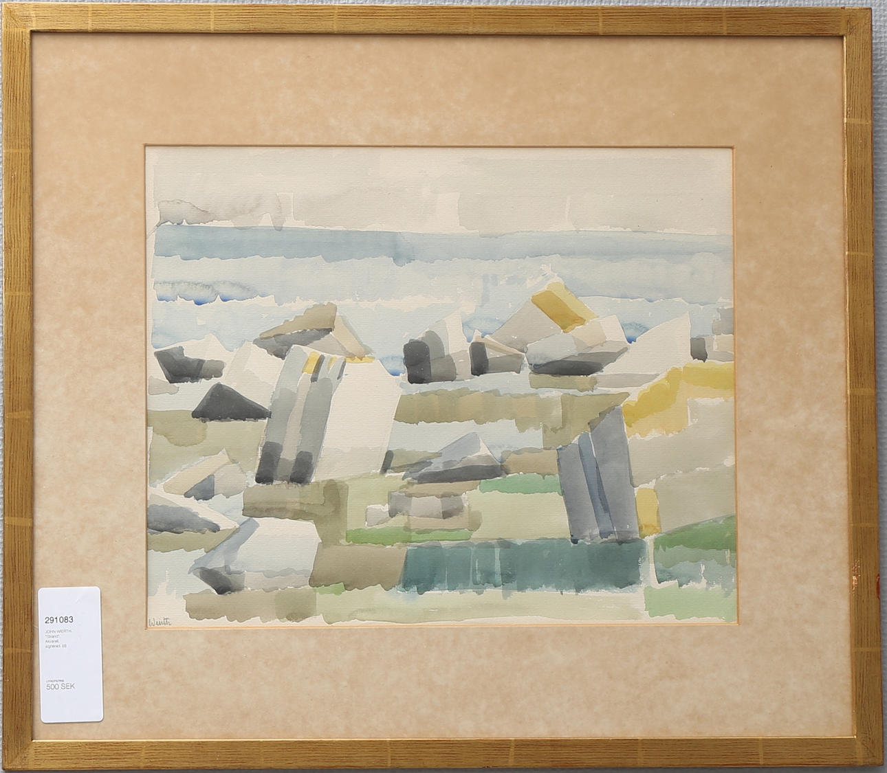 JOHN WIERTH. "Strand". Akvarell, signerad.