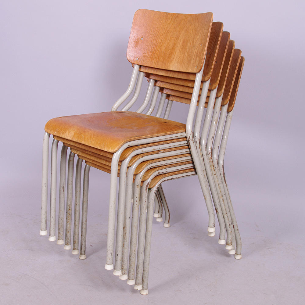 STOLAR, 6 stycken, teak med metallunderrede, Tamös Stålmöbler.