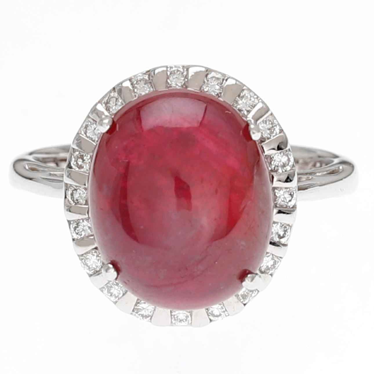 Rosett diamant och rubin ring.