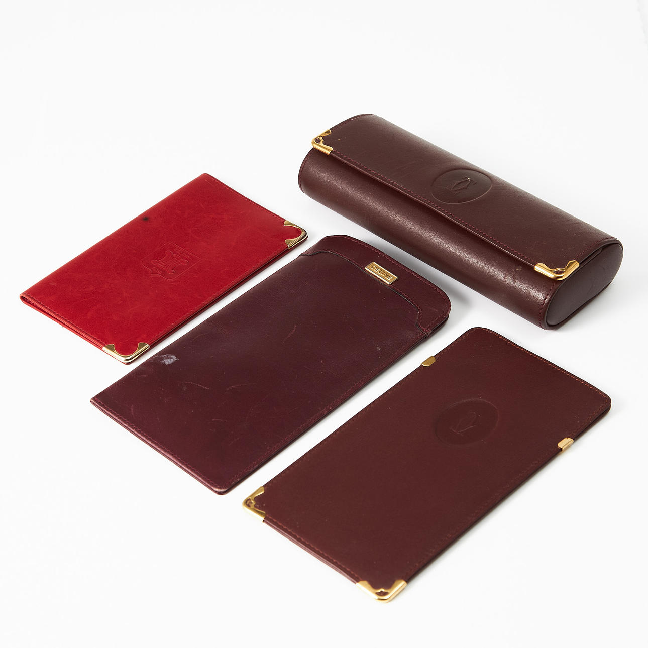 Cartier Burgundy Leather Glasses Case Authentic Cartier Burgundy Leather Glasses Case - Gold  main image 2