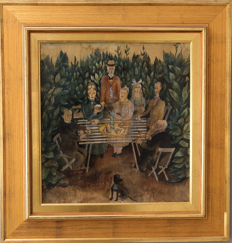 OIDENTIFIERAD KONSTNÄR. EFTER. oljetryck papp på pannå, fika i bersån.