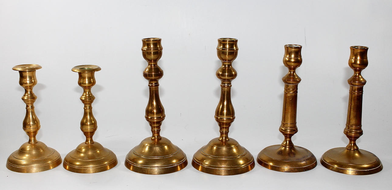 LJUSSTAKAR, 3 par, mässing/malm.