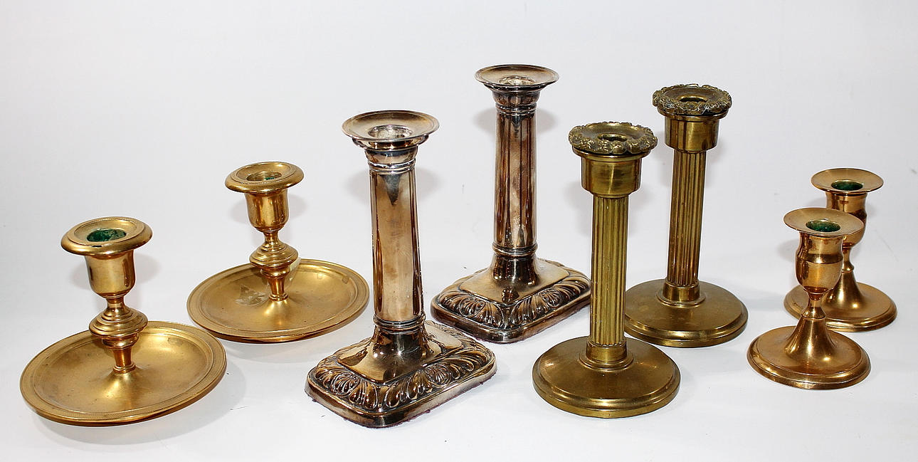 LJUSSTAKAR, 4 par, malm, mässing, metall.