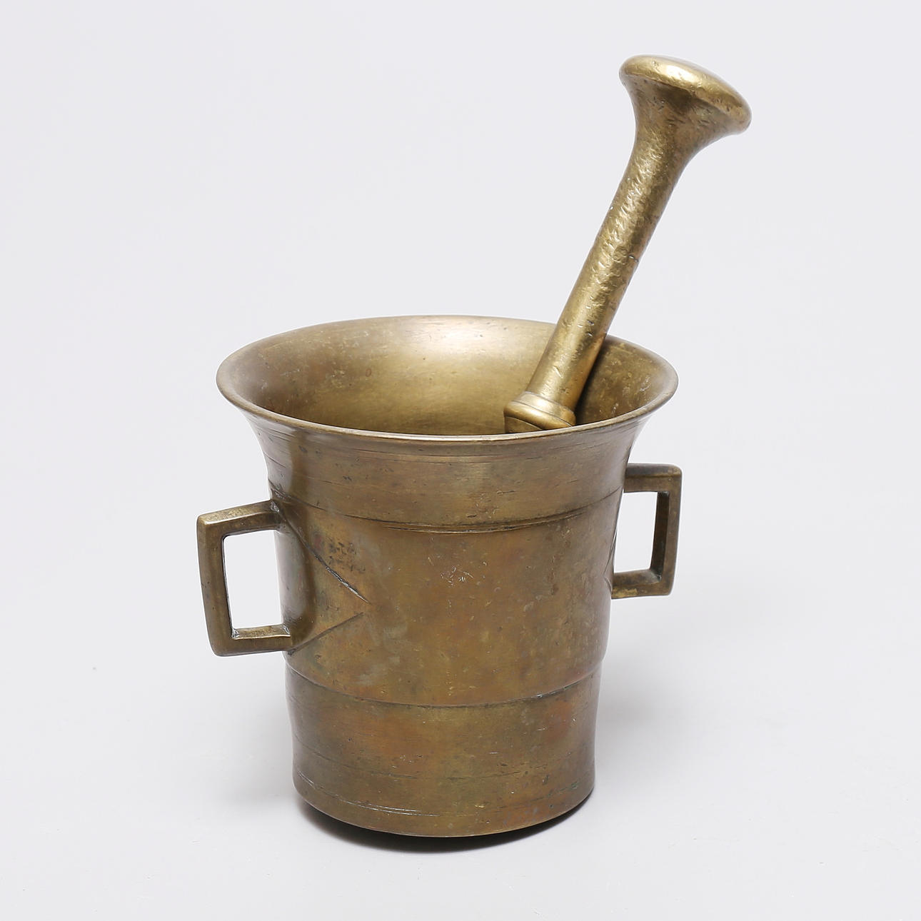 MORTEL med STÖT, mässing, 1800-tal.