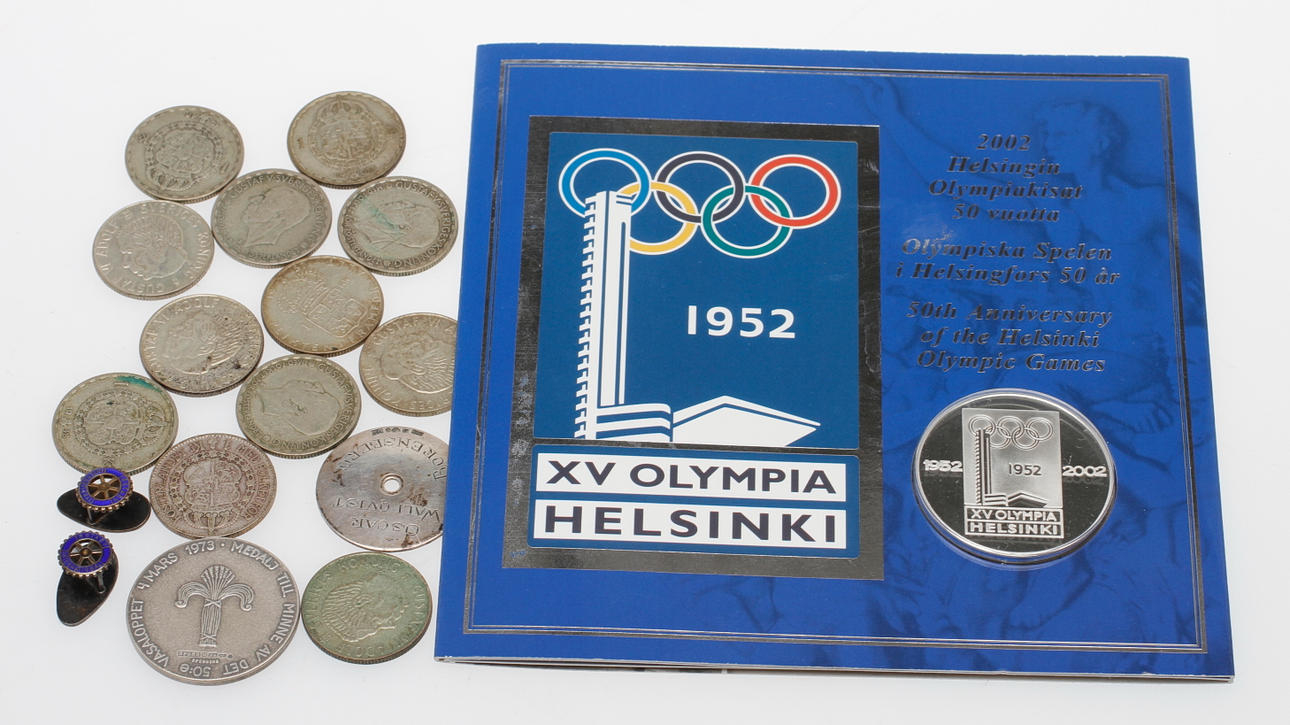 SILVER, 18 delar, bl.a. mynt.