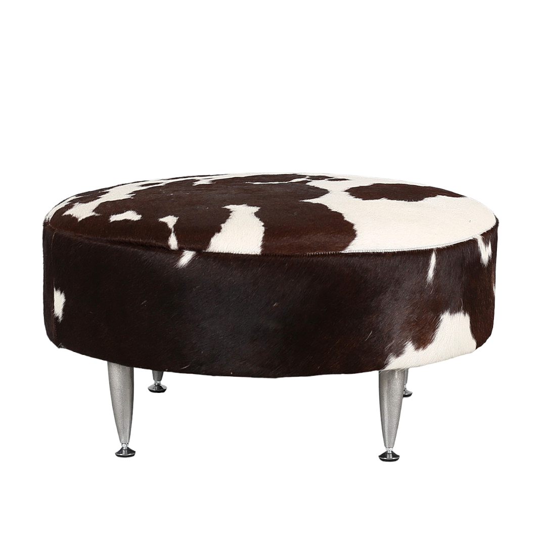Stool, cowhide, labeled MOVE, 19/2000s.