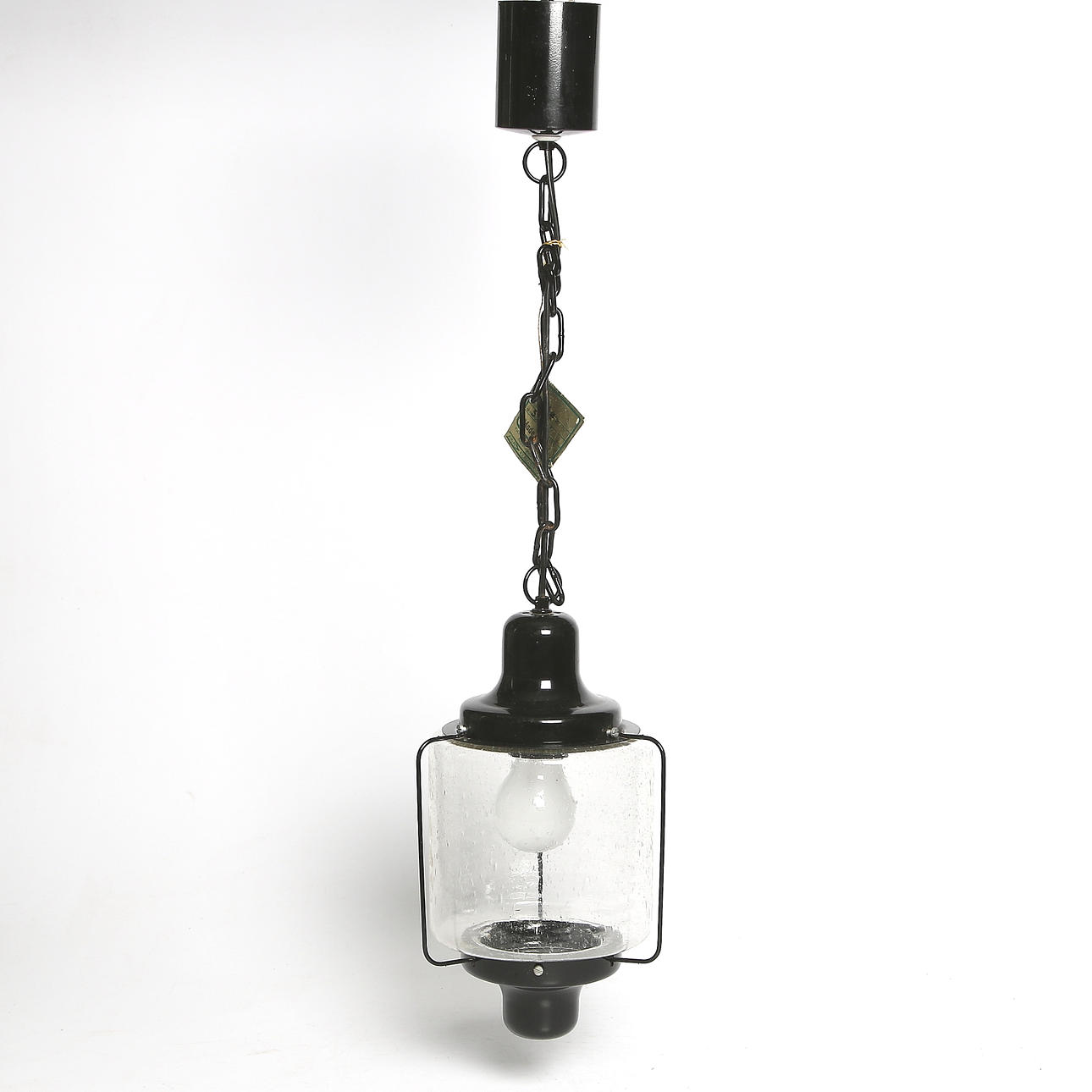 TAKLAMPA, glas samt metall, Leuctenbau Lengfeld, Östtyskland. 1900-tal.