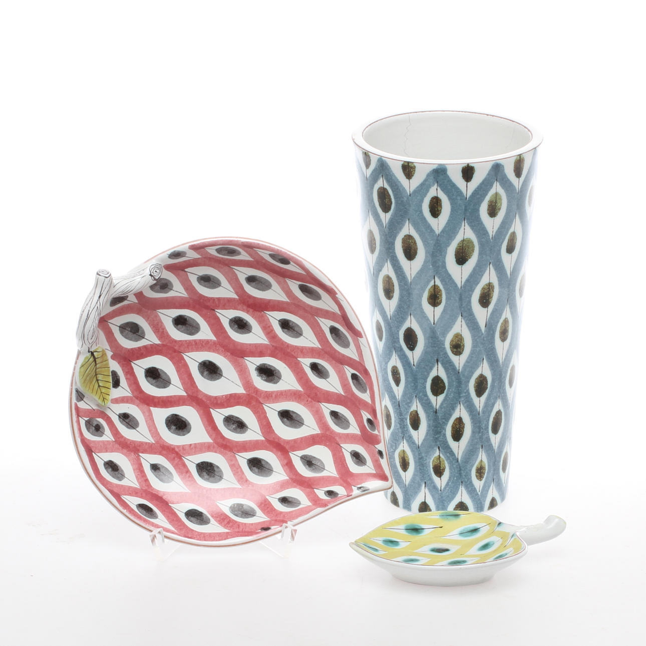 VAS samt SKÅLFAT 2 st, fajans, Design Stig Lindberg, Gustavsberg.