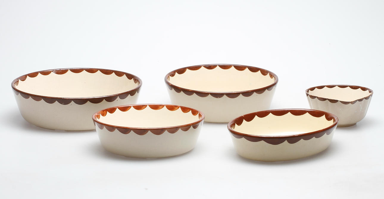 SKÅLAR och FORM, 5 delar, "Pyro", Wilhelm Kåge, Gustavsberg.