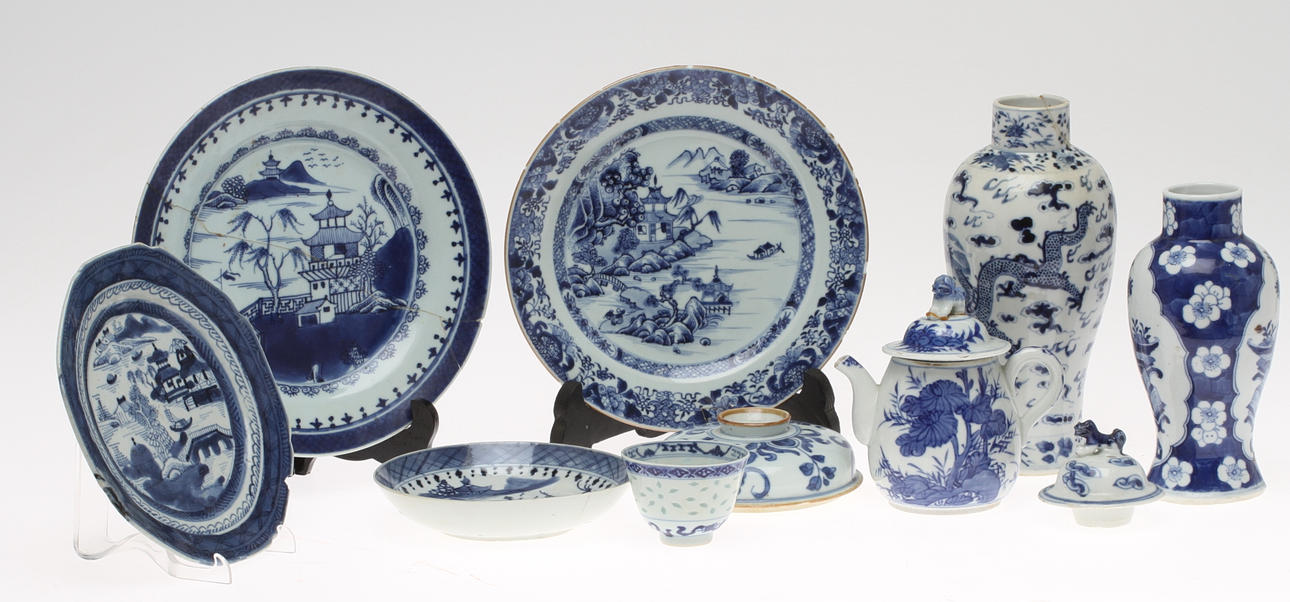 PARTI PORSLIN, 10 delar, Kina, 17/1900-tal.