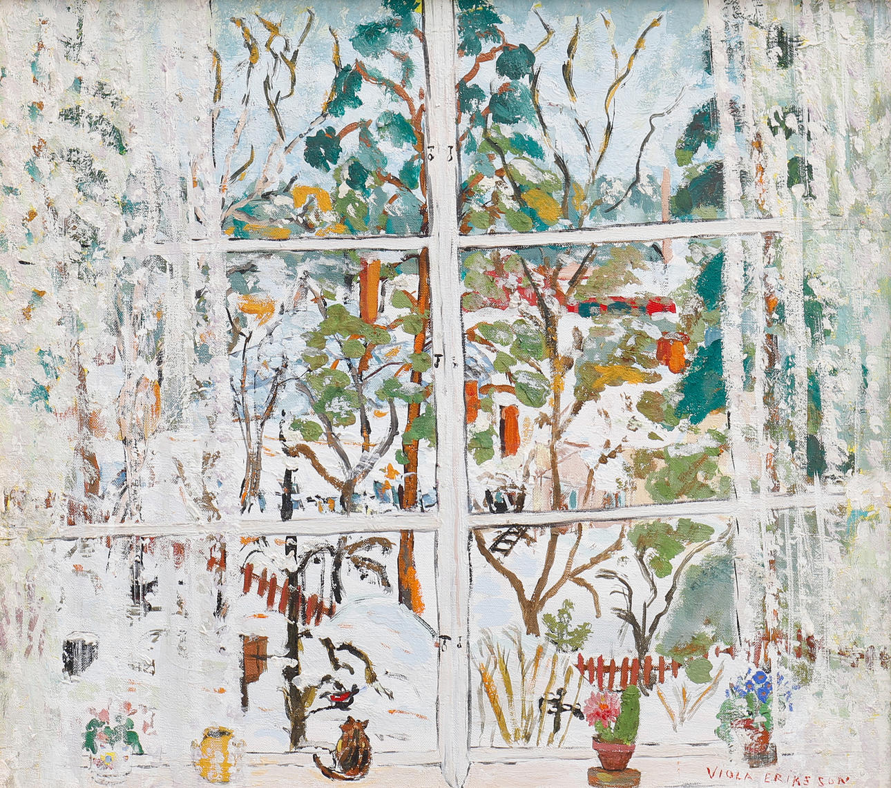 VIOLA ERIKSSON. NÄKYMÄ IKKUNASTA, TALVIKUVA.