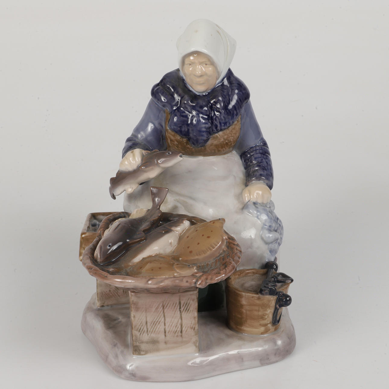 FIGURINE, fishmonger, porcelain, Royal Copenhagen, Denmark.