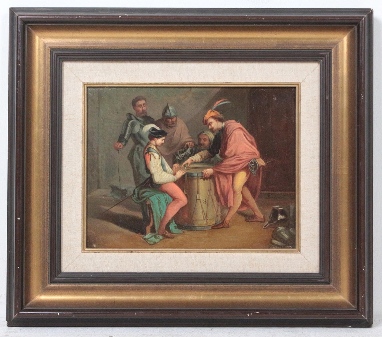 THEOPHILE LYBAERT. 'Dice Player', oil on canvas, signed.