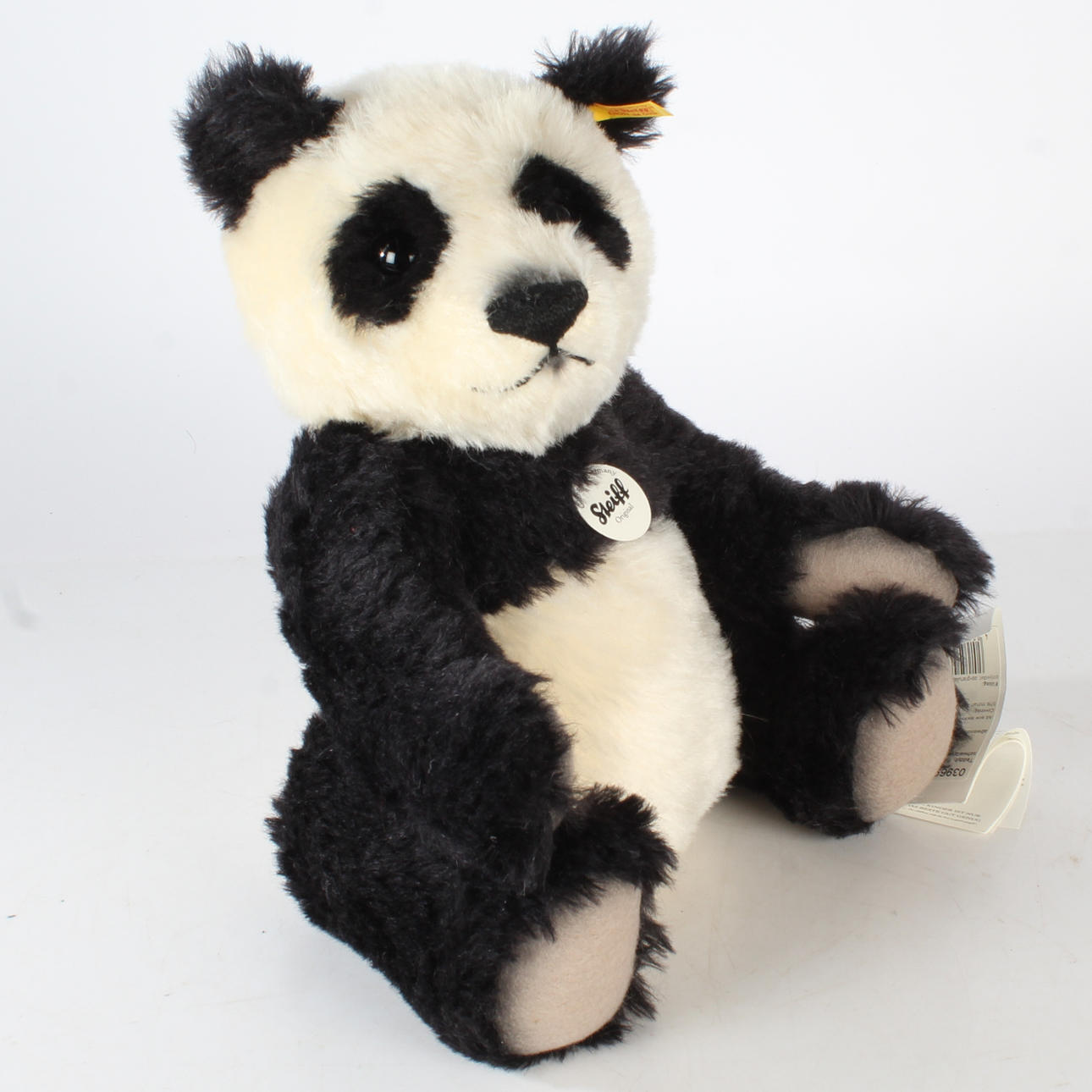 STEIFF PANDA WITH BUTTON AND LABEL.