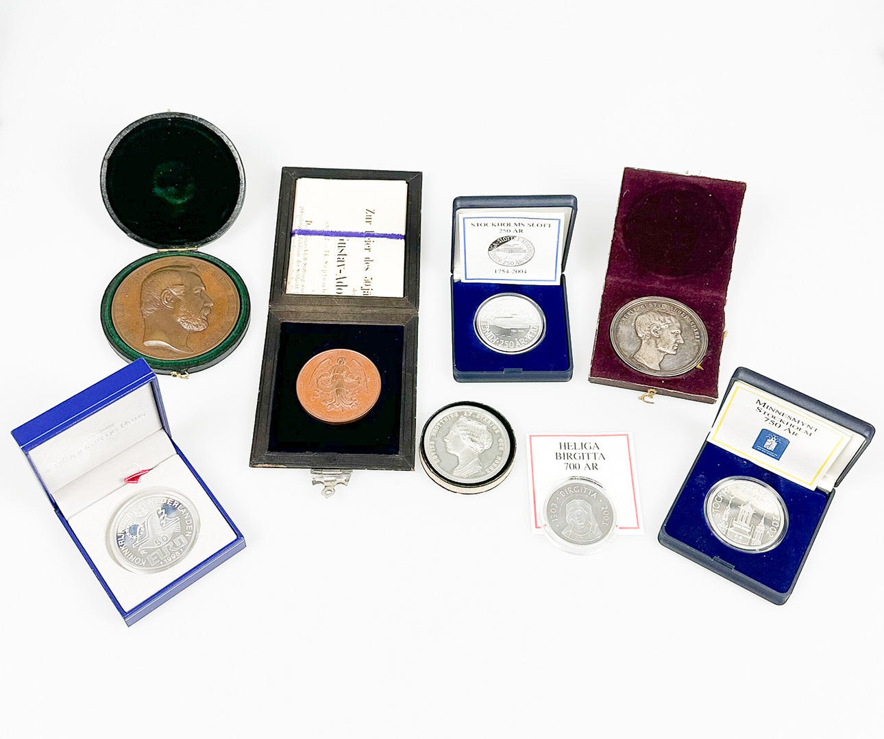 4 SILVER COINS, 4 medals/orders.