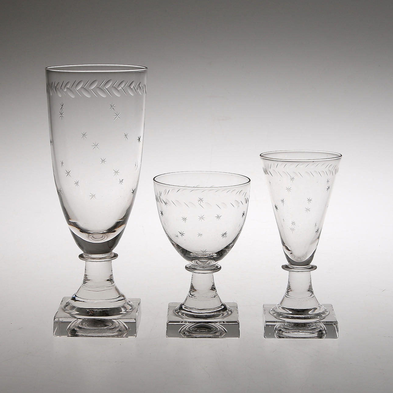 GLASSERVIS, 20 delar, modell "Thor", Skruf glasbruk. 1930-tal.