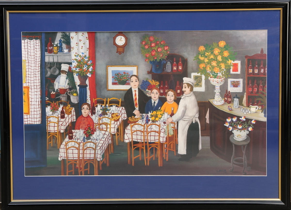 LENNART JIRLOW. EFTER. Tryck av färglitografi, restaurangmiljö.