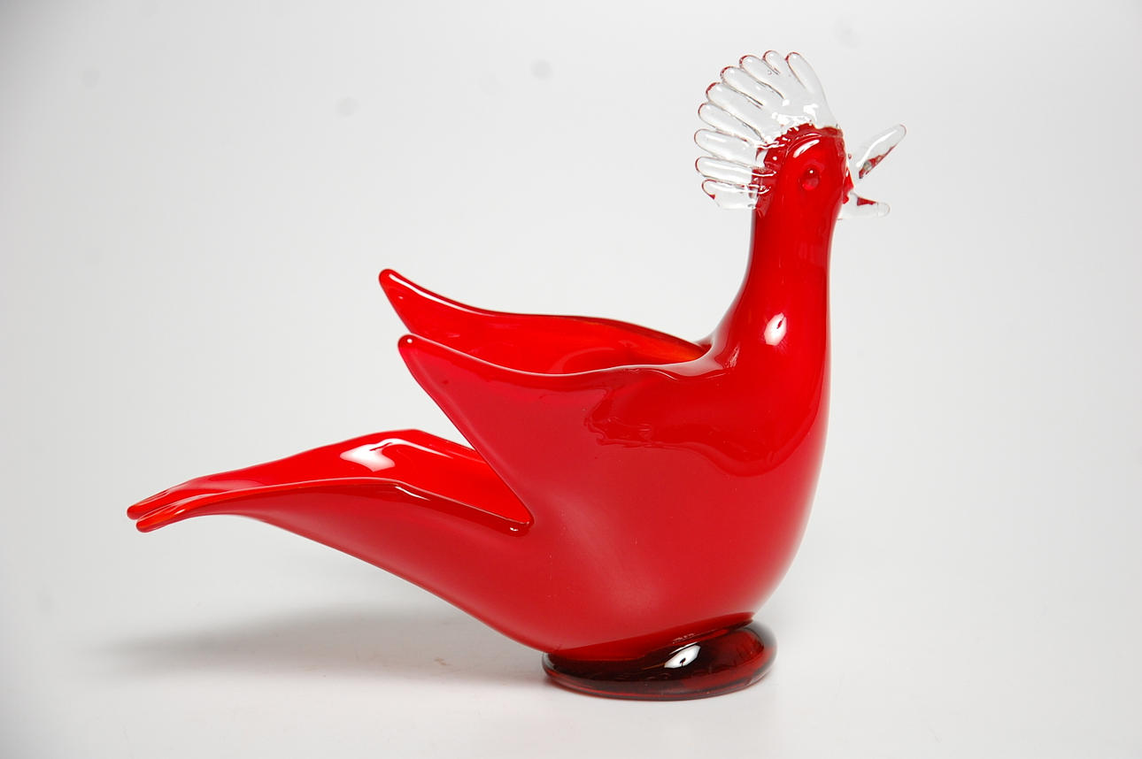 FÅGEL, glas, Murano, 1900-talets mitt.