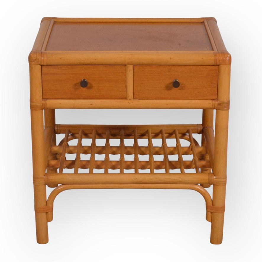 NIGHT TABLE, Dux, bamboo/teak, 1960s/70s.