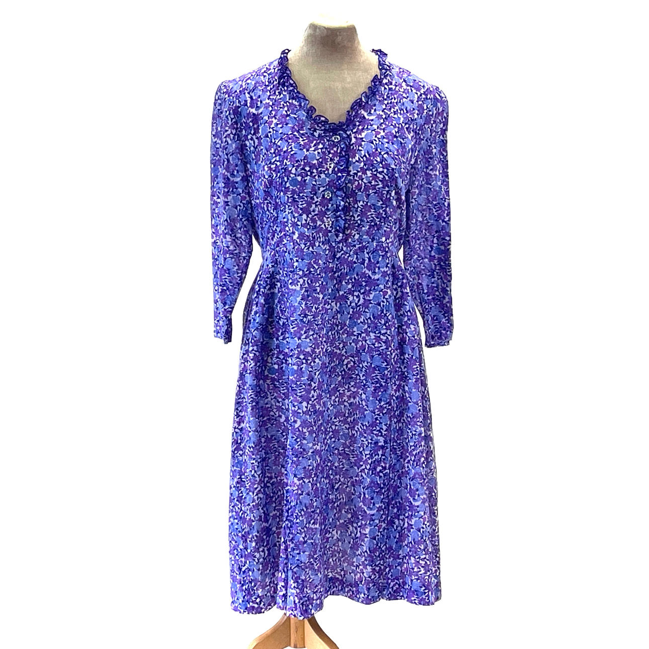 VINTAGE LILA BLOMMIG KLÄNNING.