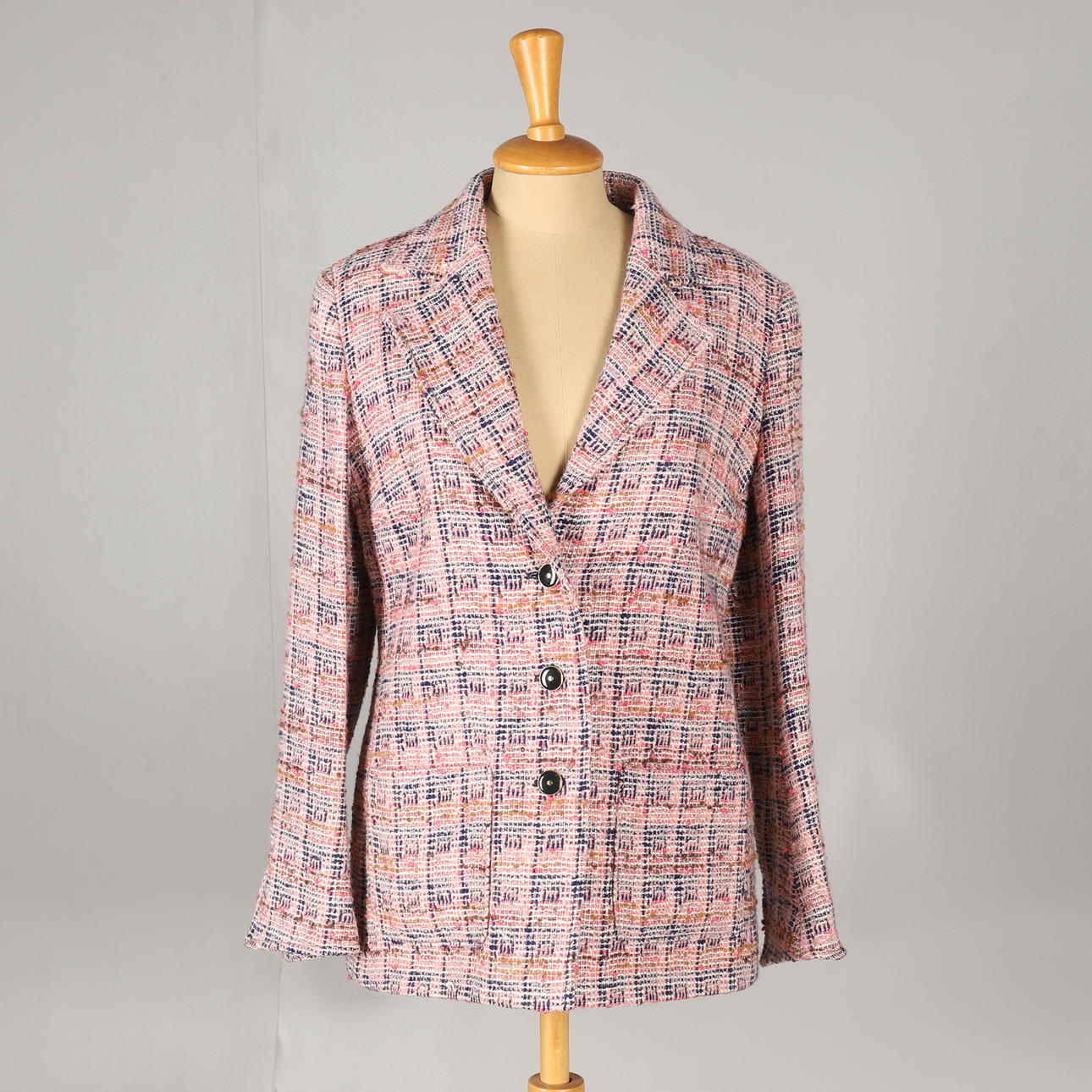 EN JAEGAR MULTI FARVE TWEED BOUCLÉ ​​LADY JAKKE.