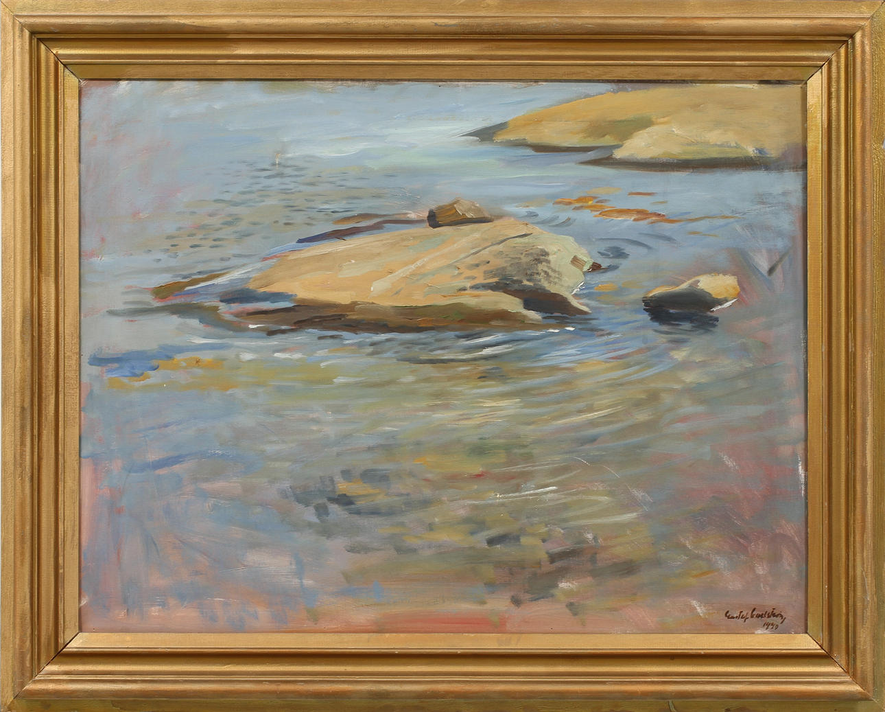 GUSTAF CARLSTRÖM. Strandmotiv. Olja på duk, signerad och daterad 1940.