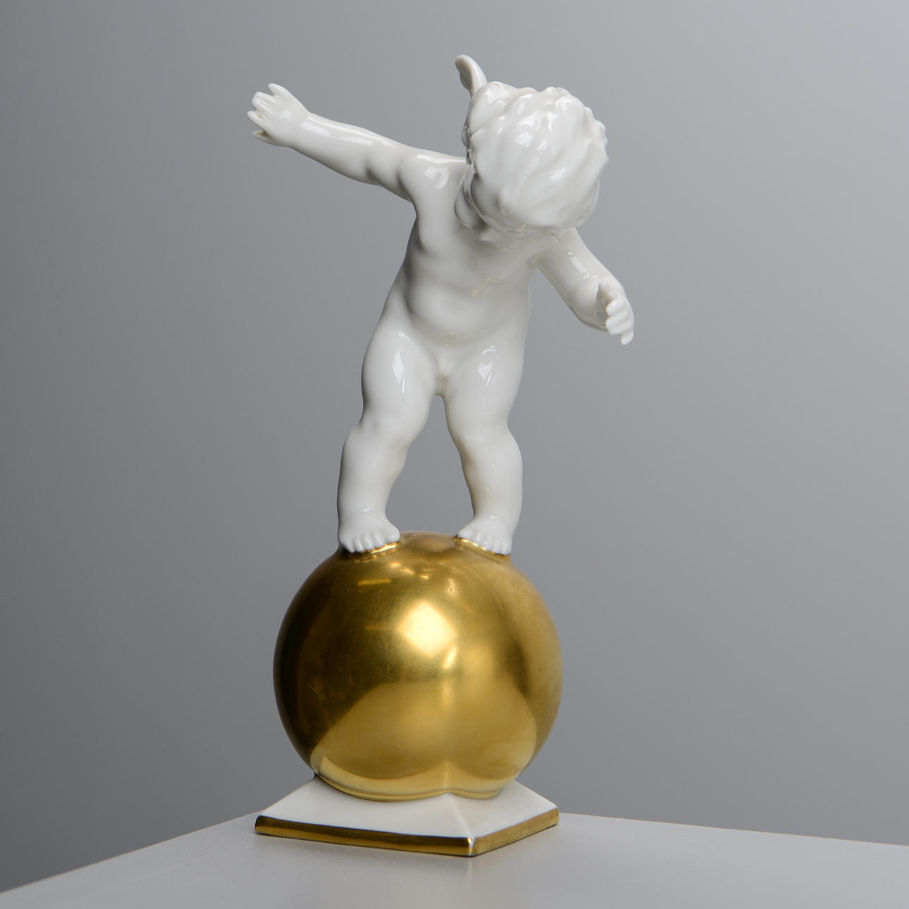 SUPERBE ANCIENNE FIGURINE porcelaine de SAXE ENFANT PUTTI MUSICIEN très