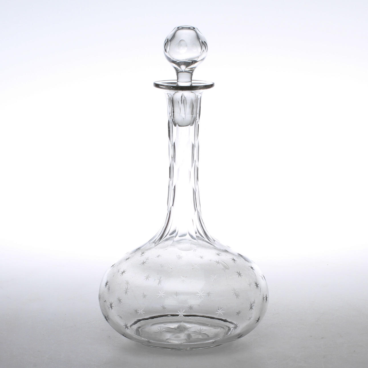 KARAFF, glas, slipade dekor, 1800-tal.