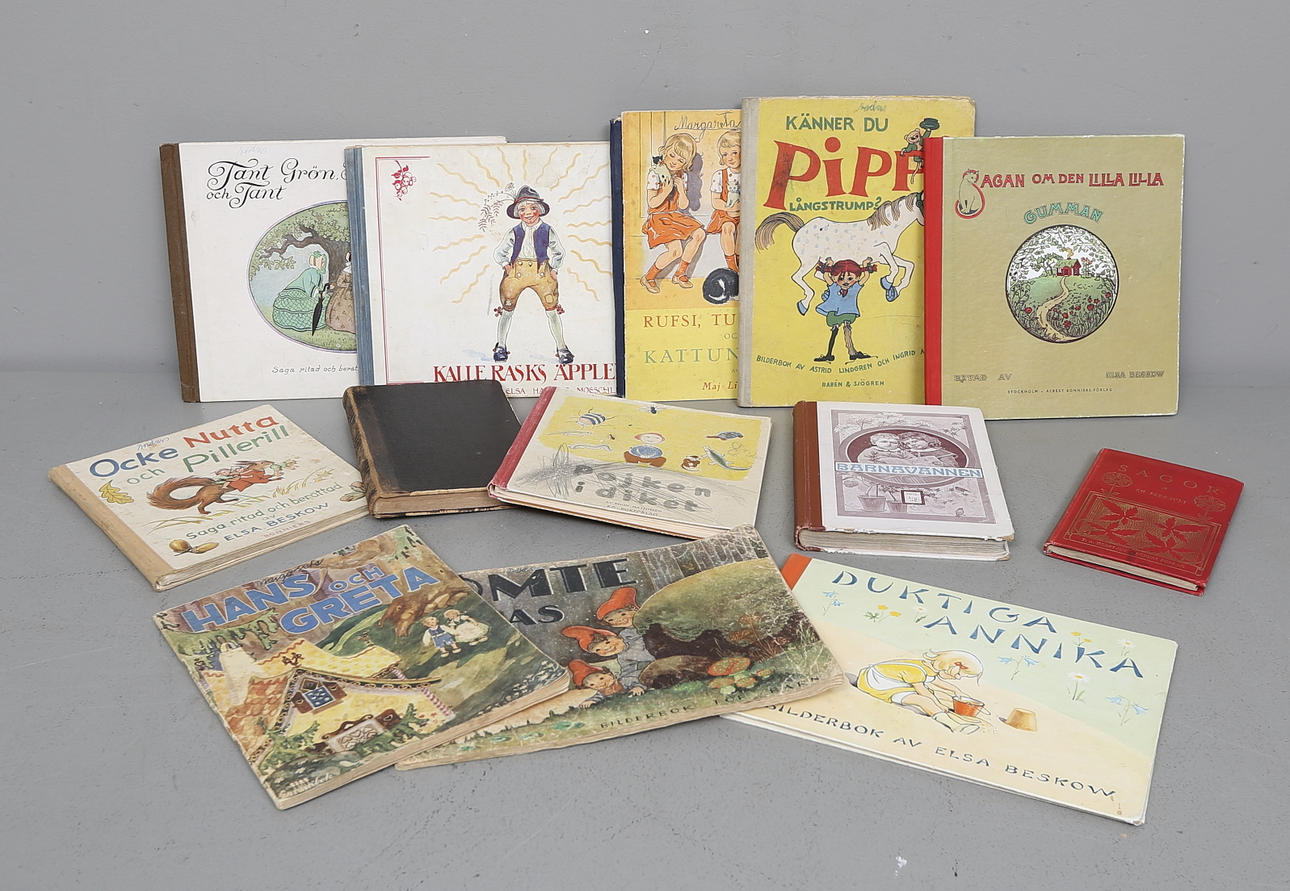 BARNBÖCKER, 14 st, bland annat Astrid Lindgren och Elsa Beskow.