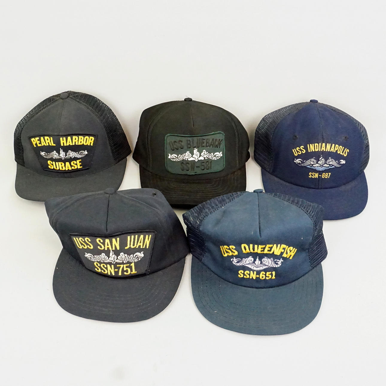 CAPS, 5 stk, med navnet amerikanske ubåde.