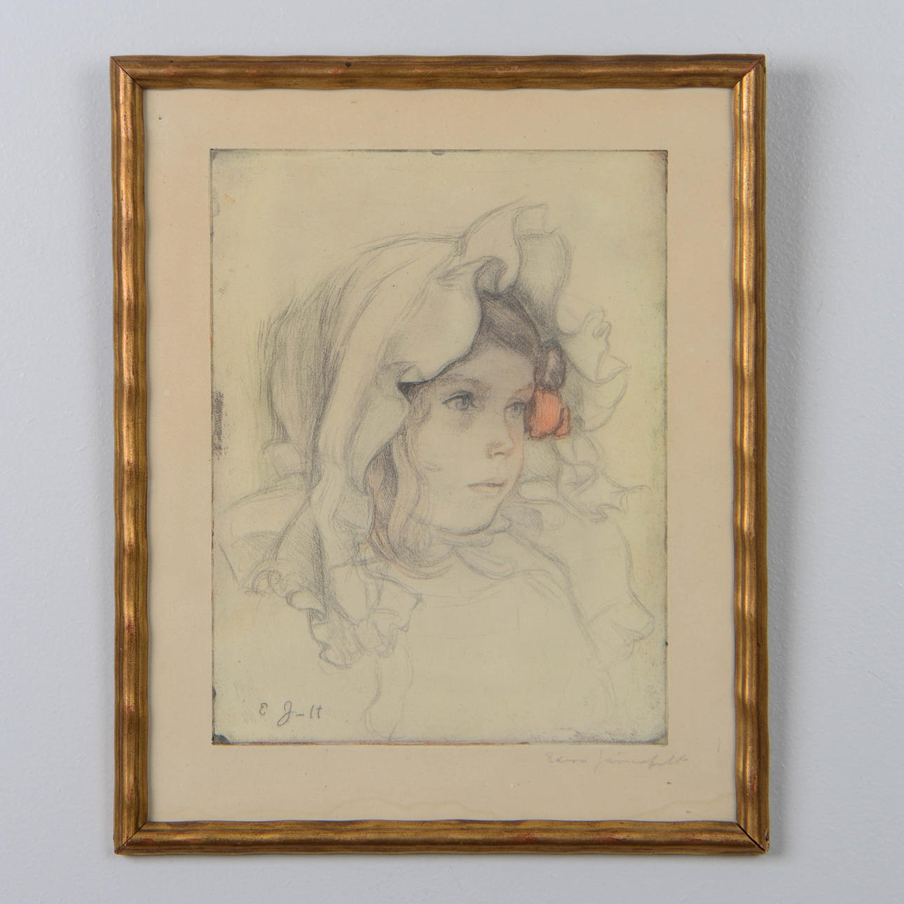 EERO JÄRNEFELT. "Sara Saurén", colored soft ground etching, signed.