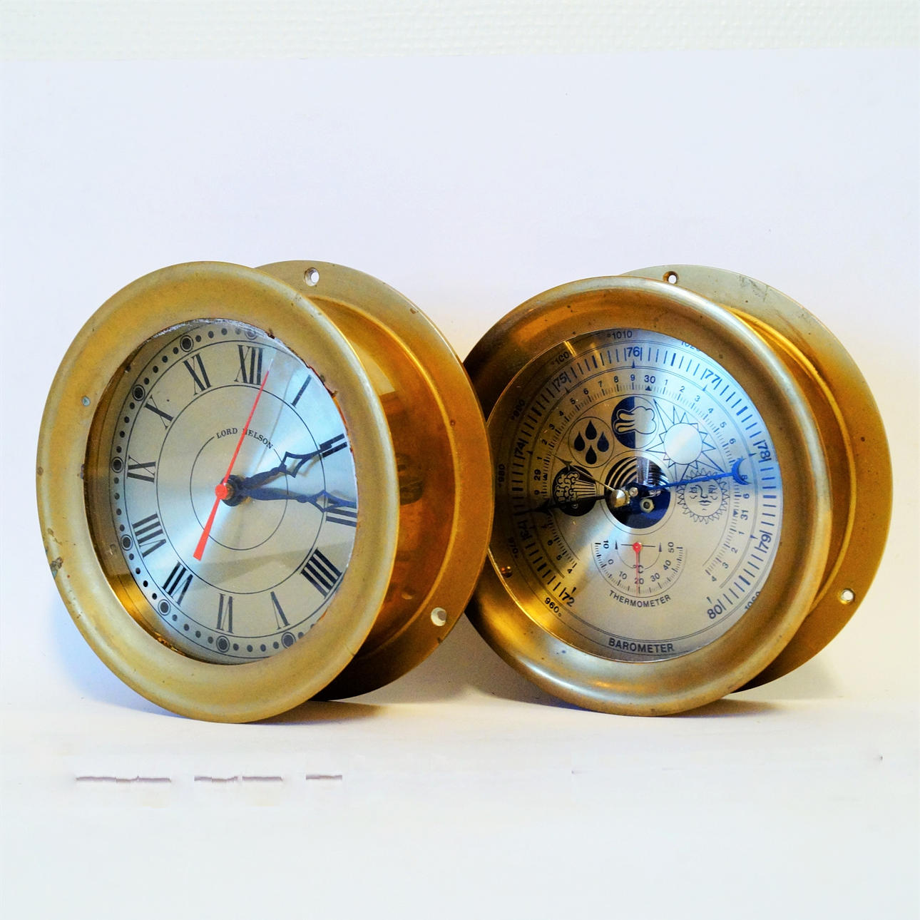 SHIP'S CLOCK AND BAROMETER, Lord Nelson.