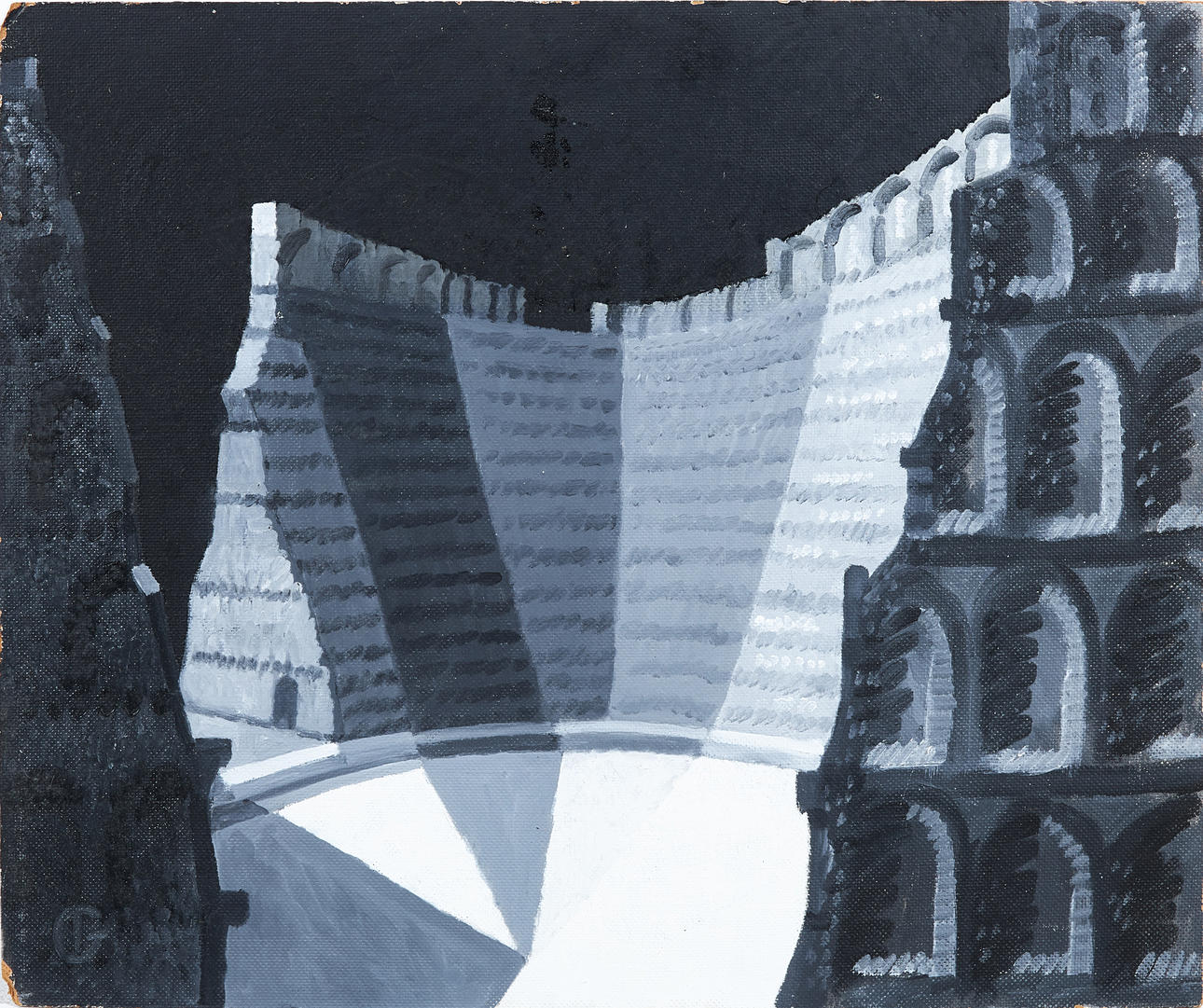 IVÁN GRÜNEWALD. "Colosseum", öljy Paneeli.