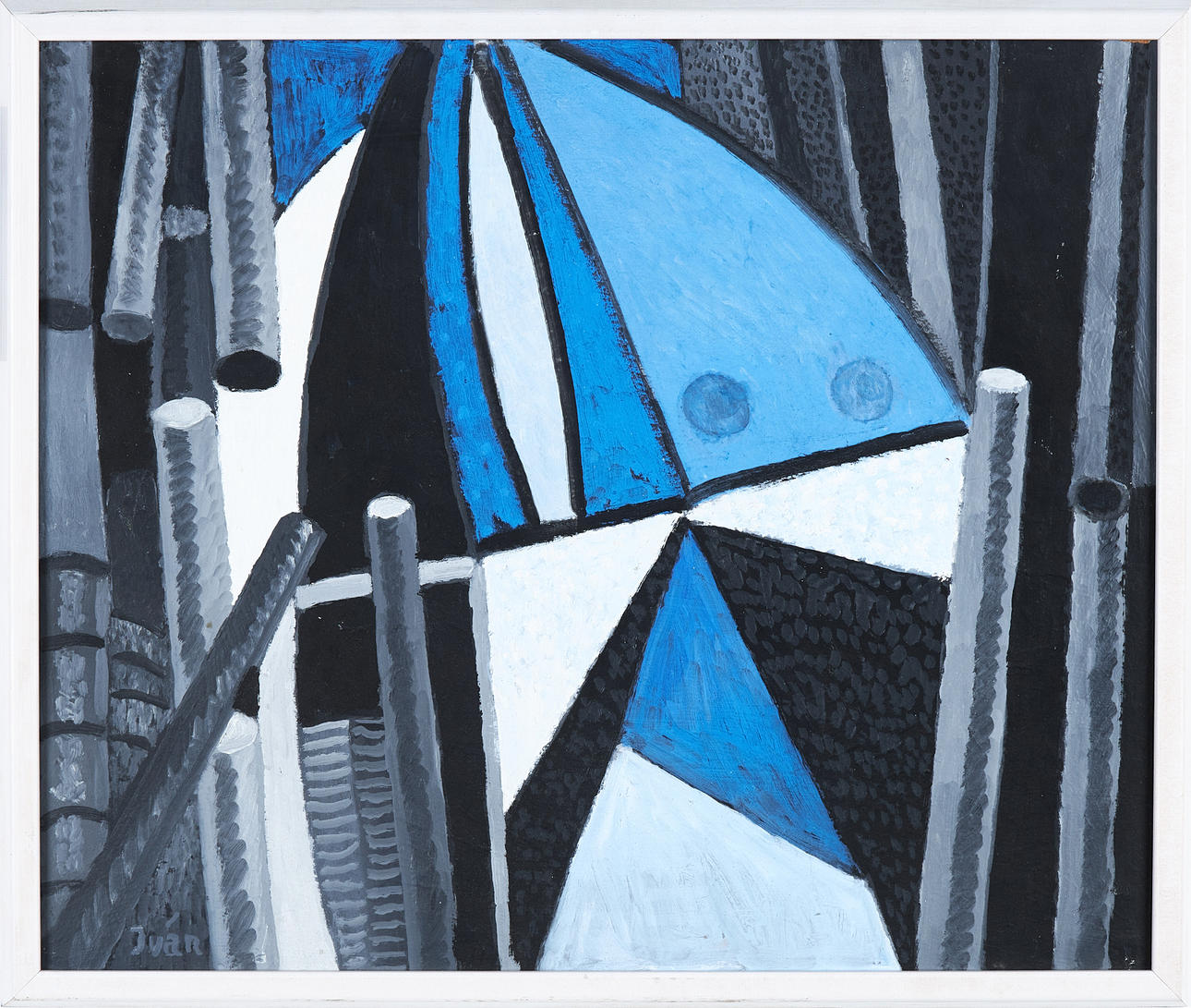 IVÁN GRÜNEWALD. composition, oil on Board, signed.